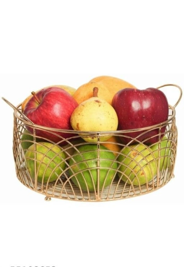 Attractive craft brio wire round basket gold plated Boxes, Baskets & Bins - Free Size, Gold, Metal, Pack of1